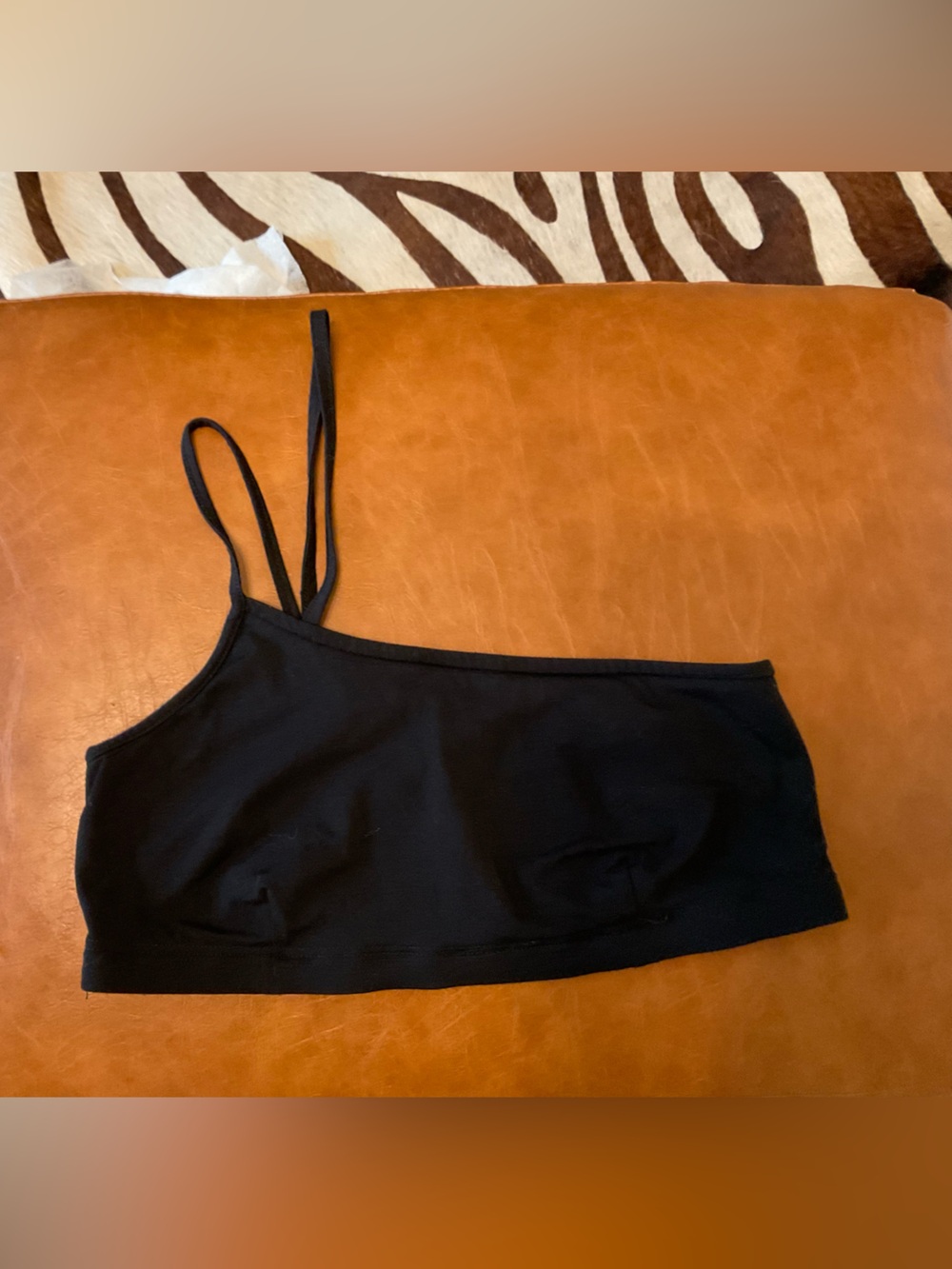 Helmut Lang Black Crop Top with Branded Tag